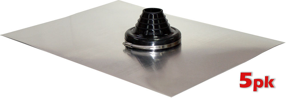 Aluminium Standard Roof Flashing EPDM Pre-Cut - Black, 50-90mm Pipe Range, 5 Pack | VAEC2B-5