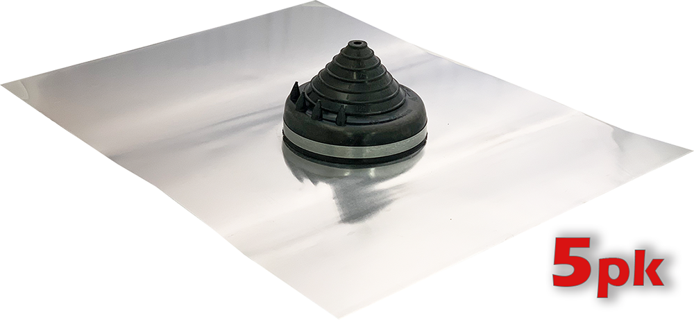 Aluminium Standard Roof Flashing EPDM #2 - Black, 12-125mm Pipe Range, 5 Pack | VAES2B-5