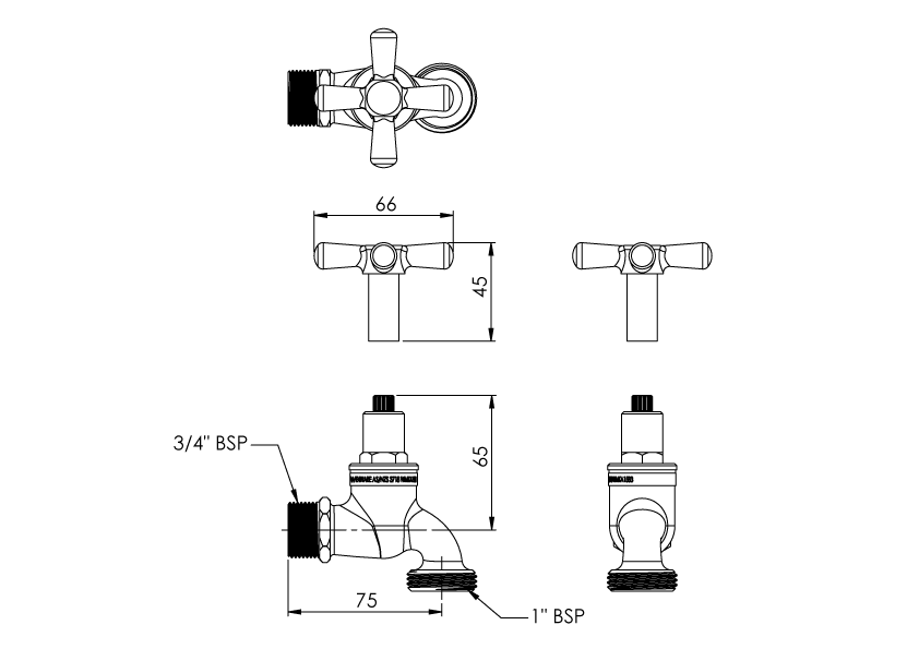 Key Operated Hose Tap MI 20mm Brass – Jumper Valve – With Key Handle