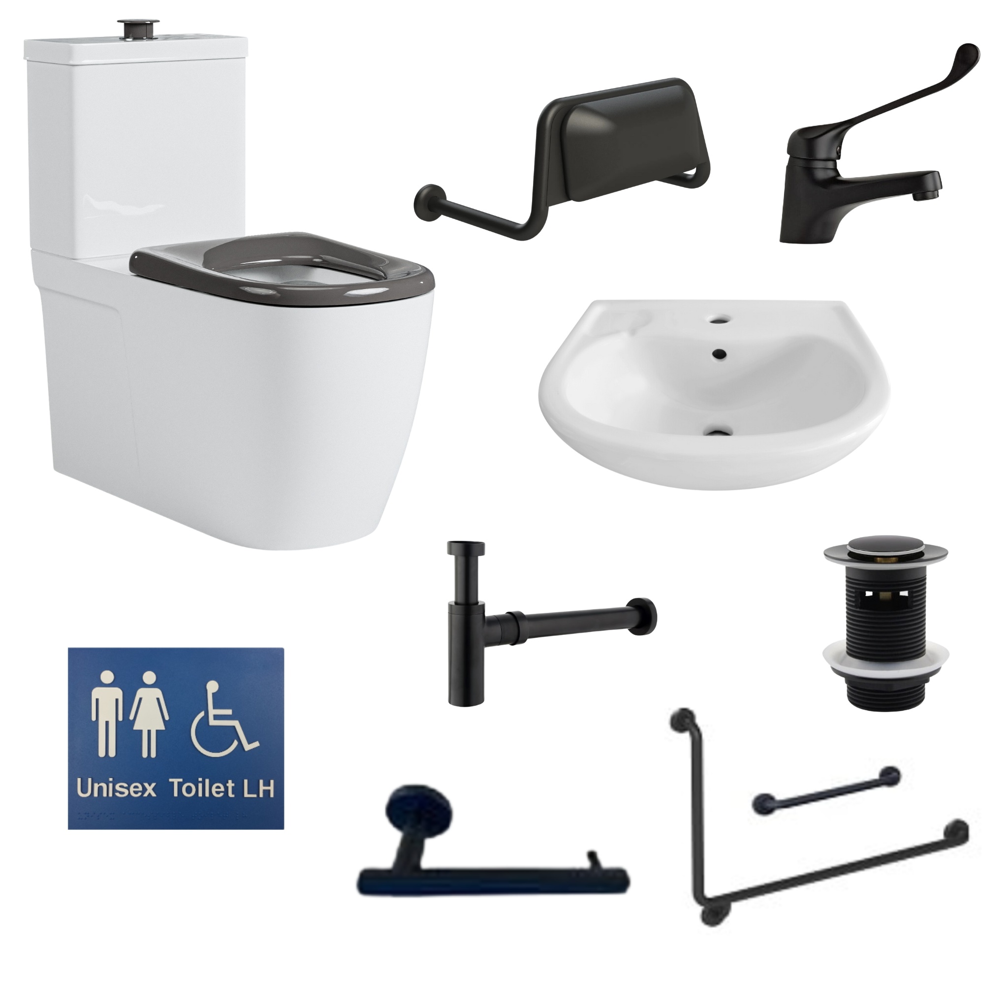 Disabled Bathroom Kit - Matte Black - AS1428.1 COMPLIANT