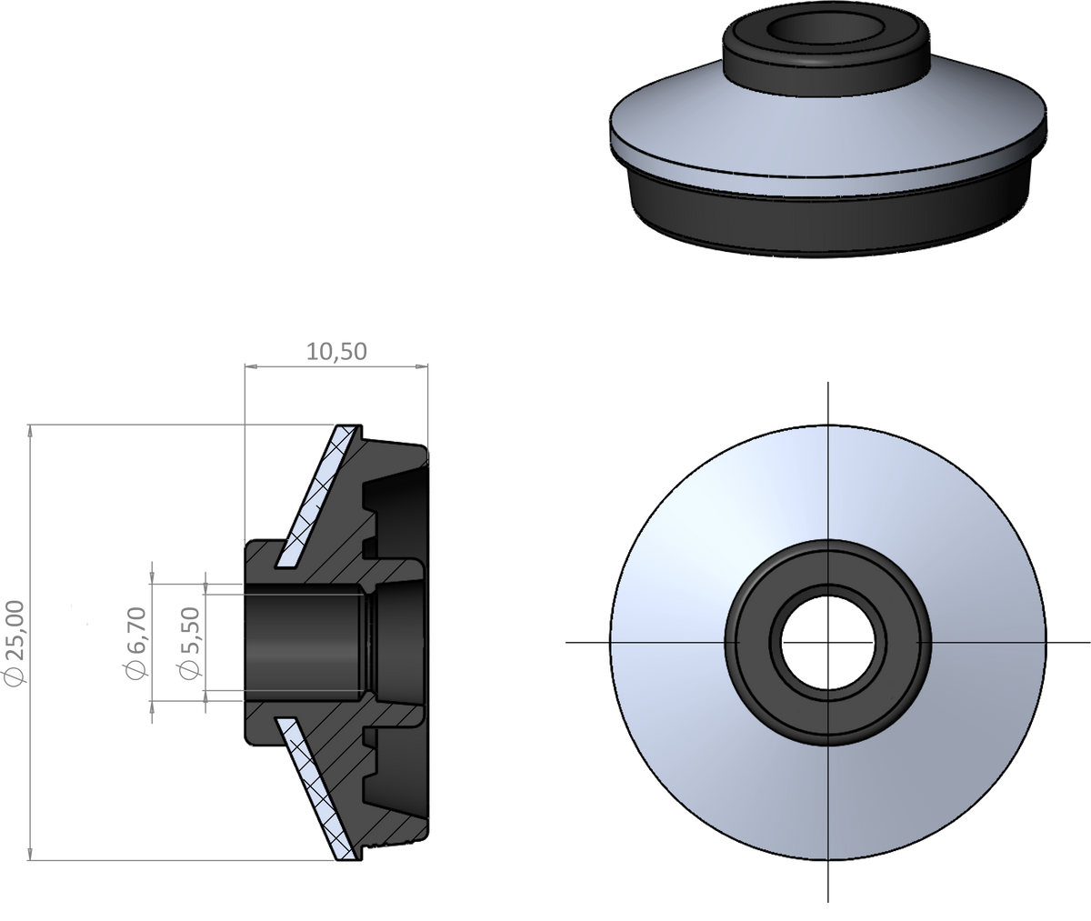 EPDM Double Seal Washer 12/14G 25mm OD Aluminium Non-Conductive | W12/14DBS25A