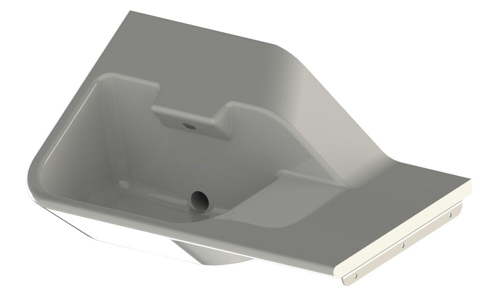 Wallgate Anti-Lig, Anti-Vandal S/Surface Front Fixed Basin with RH Shelf Integral Outlet 0TH