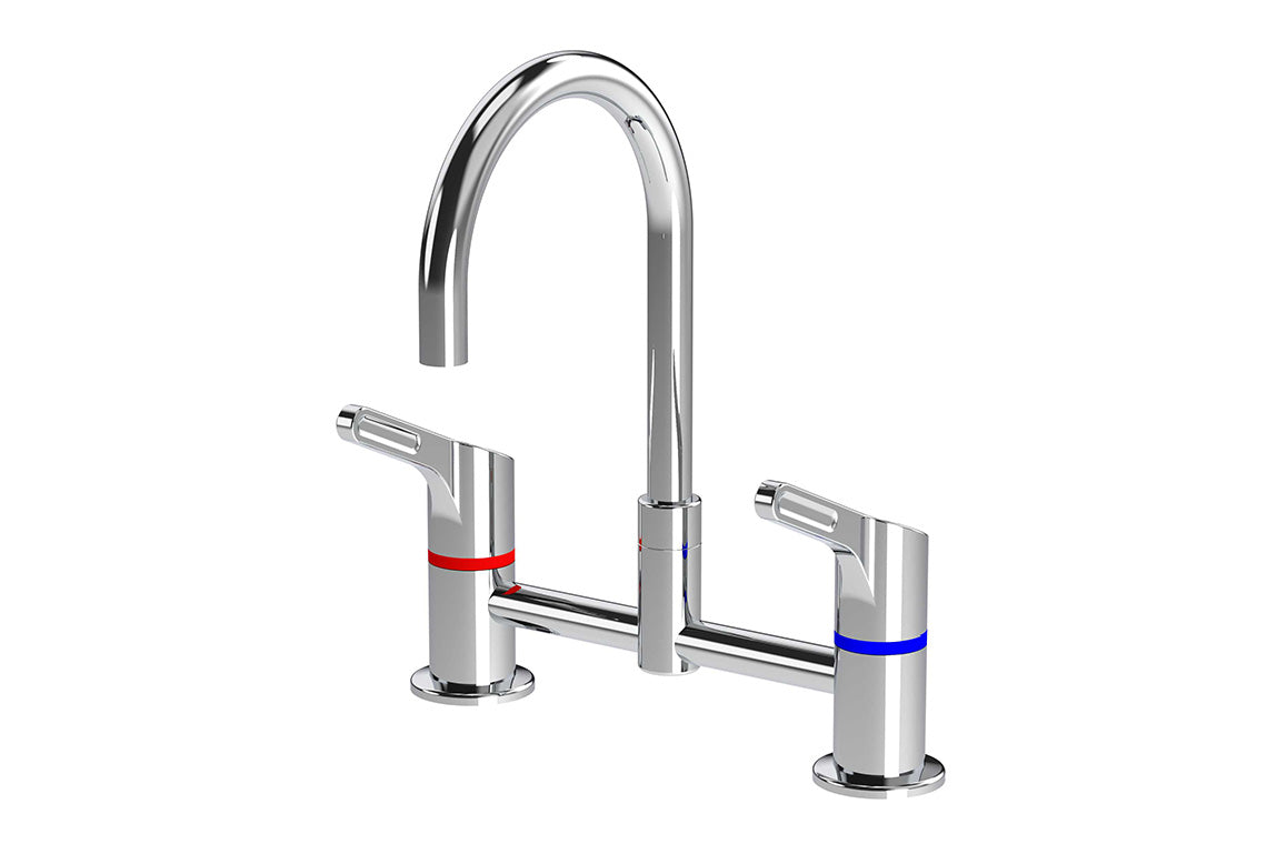 Wellbeing Leva 80mm Type 50 Hob Mounted Mixing Set with Curved Sink Spout