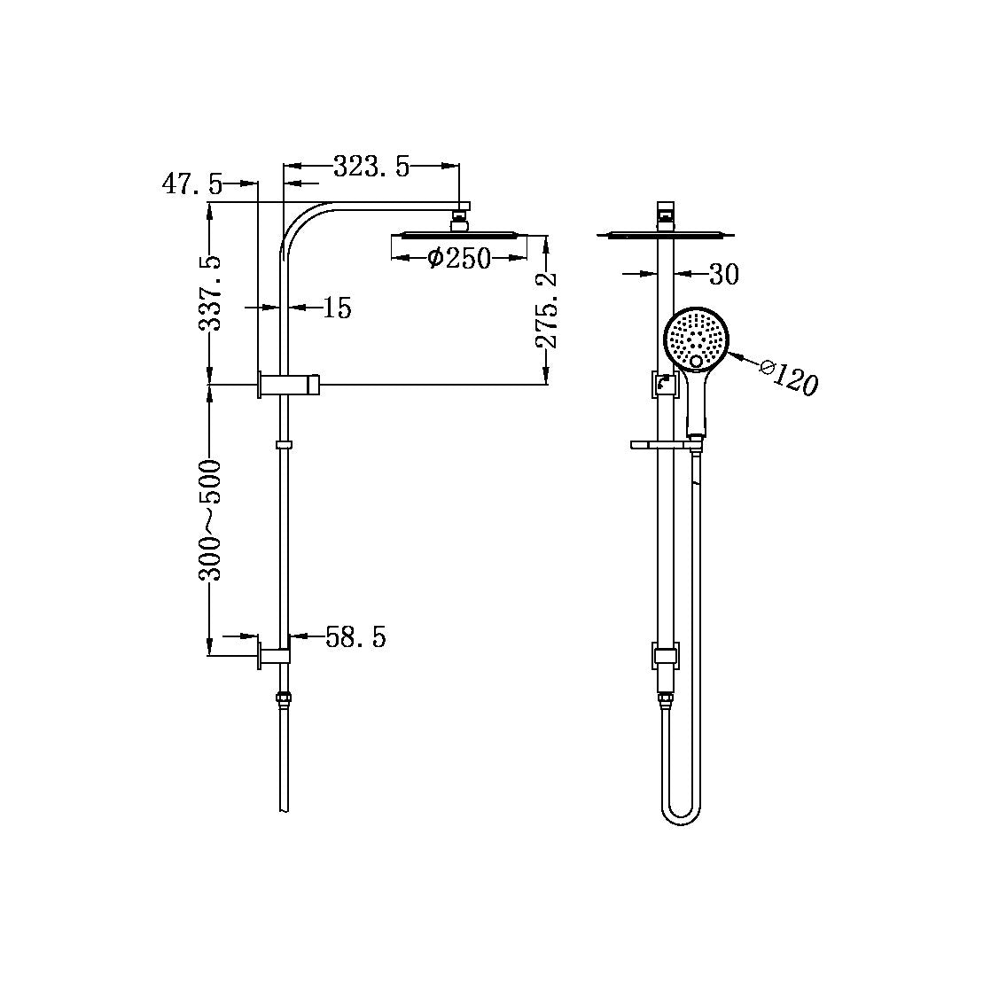 Dolce Round Shower Column Set With Slim Hand Pcs
