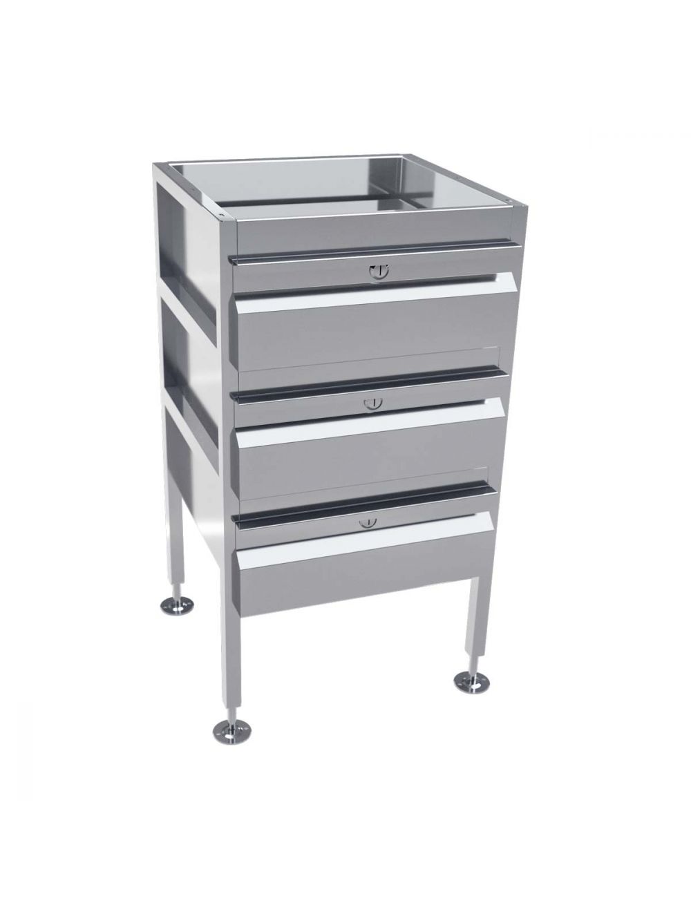 Lockable Freestanding Stainless Steel Drawer Unit (3 drawers)