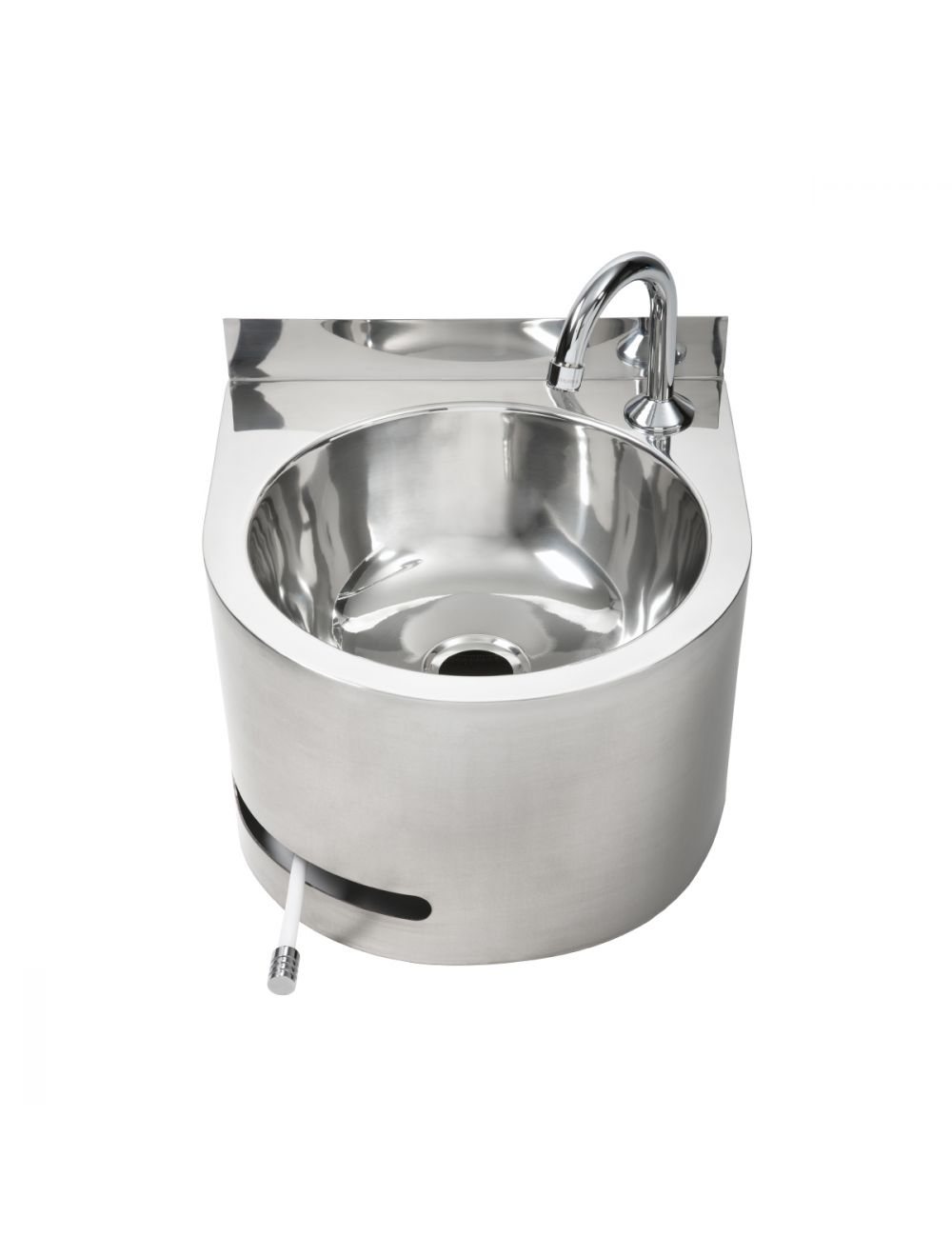 Round Hands Free Knee Operated Stainless Steel Basin Complete unit with tempering valve