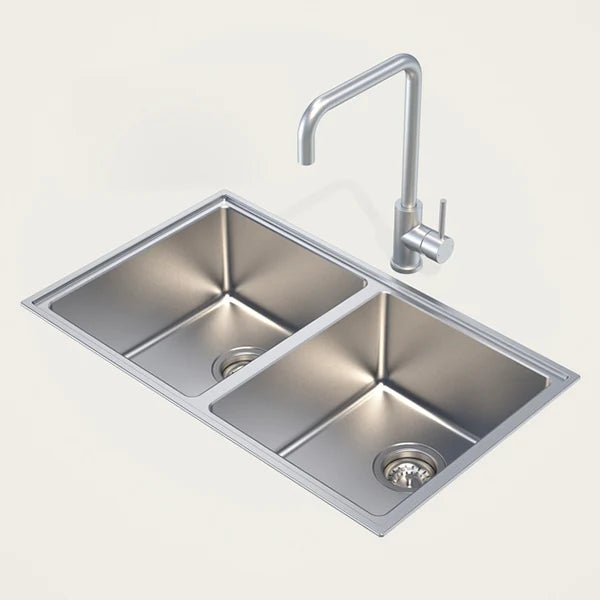Caroma Compass Alfresco Stainless Steel Double Bowl Sink & Accessories