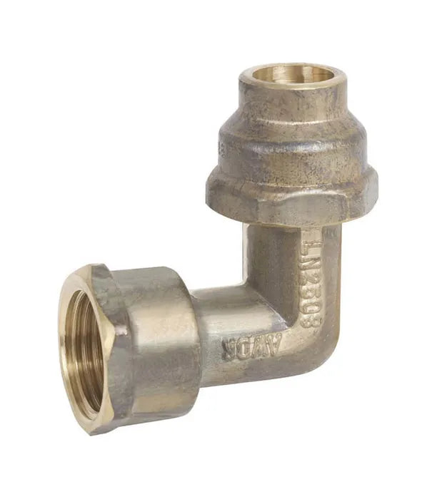 Flared Compression Female Elbow - Brass, FL x FI, 15mm to 50mm, Lead Free