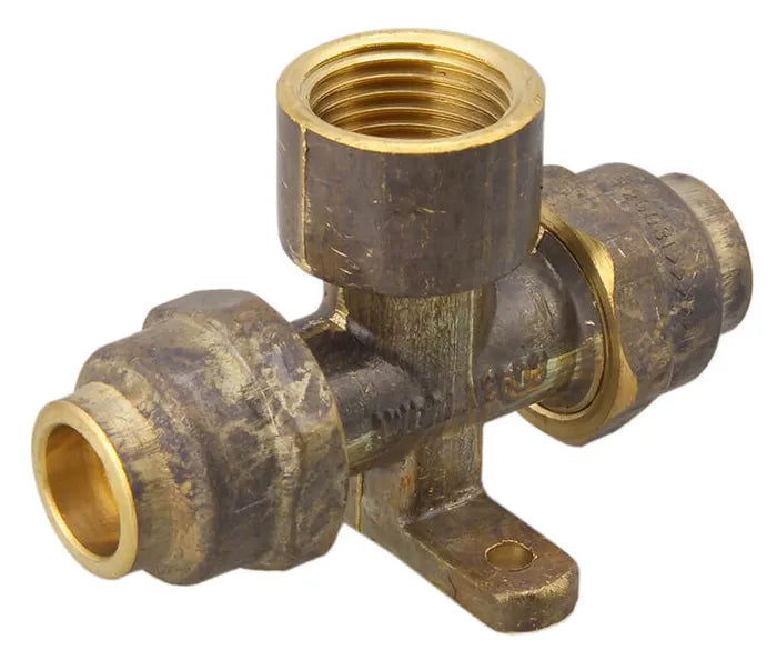 Flared Compression Lugged Tee - Brass, 15mm FL x FL x FI, Lead Free