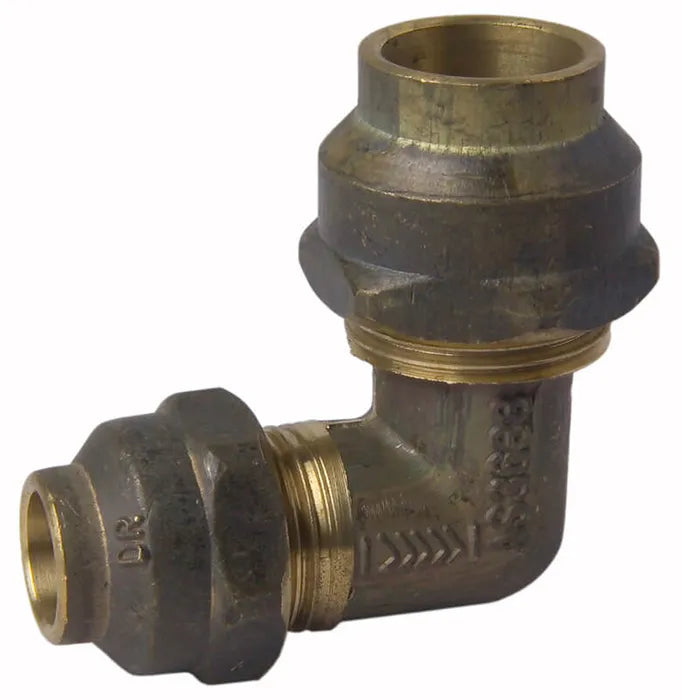 Flared Compression Reducing Elbow - Brass, 15mm FL x 20mm FL, Lead Free