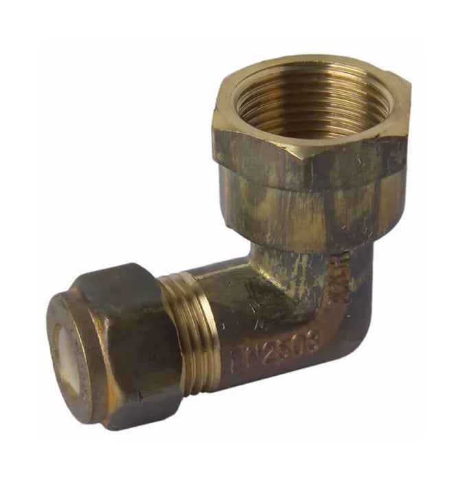 Nylon Olive Compression Reducing Female Elbow - Brass, C x FI, 15 x 20mm & 20 x 15mm, Lead Free