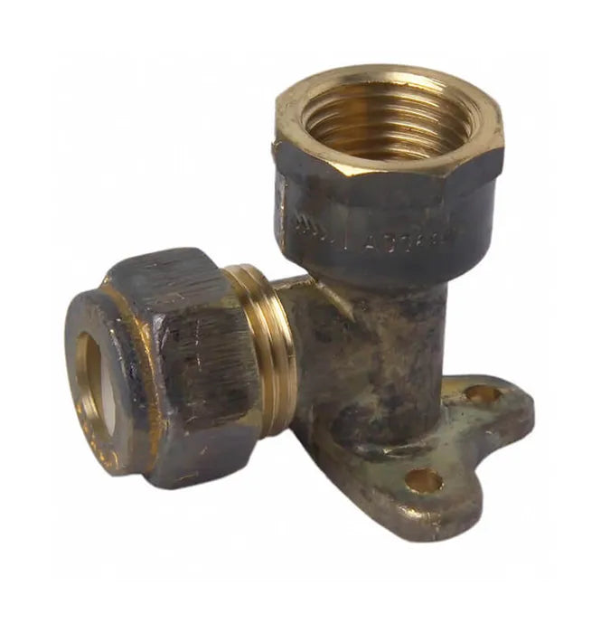 Nylon Olive Compression Lugged Female Elbow #15BP - Brass, C x FI, 15mm & 20mm, Lead Free