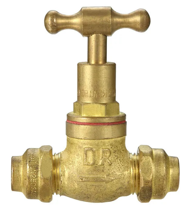Stop Tap - Flared Compression, 15mm, Brass & Chrome Plated, Standard & Lugged, Lead Free