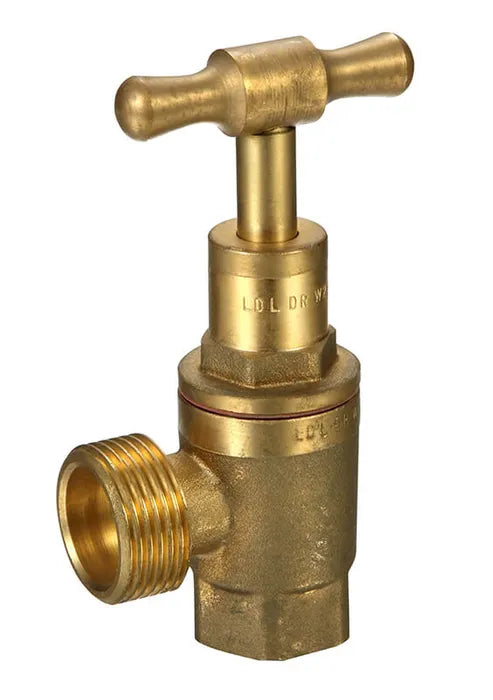 Washing Machine Stop - T-Head, 15mm x 20mm, Rough Brass & Chrome Plated, Lead Free