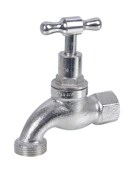 Hose Tap - T-Handle, FI, 15mm, Nickel Plated, Lead Free
