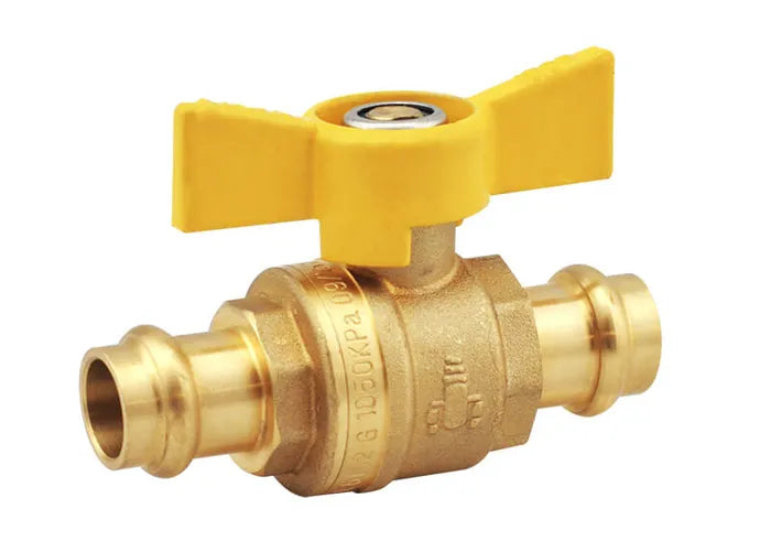 AGA Approved Ball Valve Press Fit Butterfly Handle CU X CU