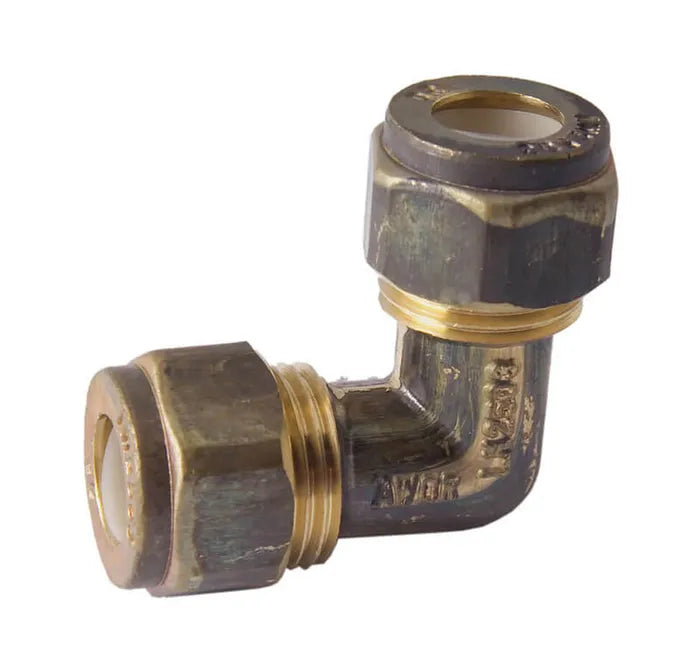 Nylon Olive Compression Elbow - Brass, C x C, 15mm to 25mm, Lead Free