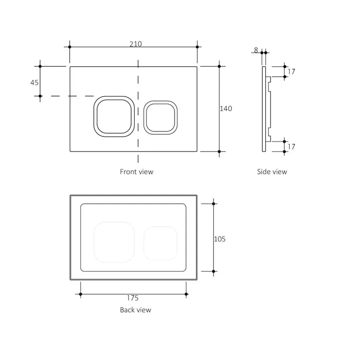 Push Button Chrome Square for g3005ab/Ad Hdpe Mechanical Concealed Cistern