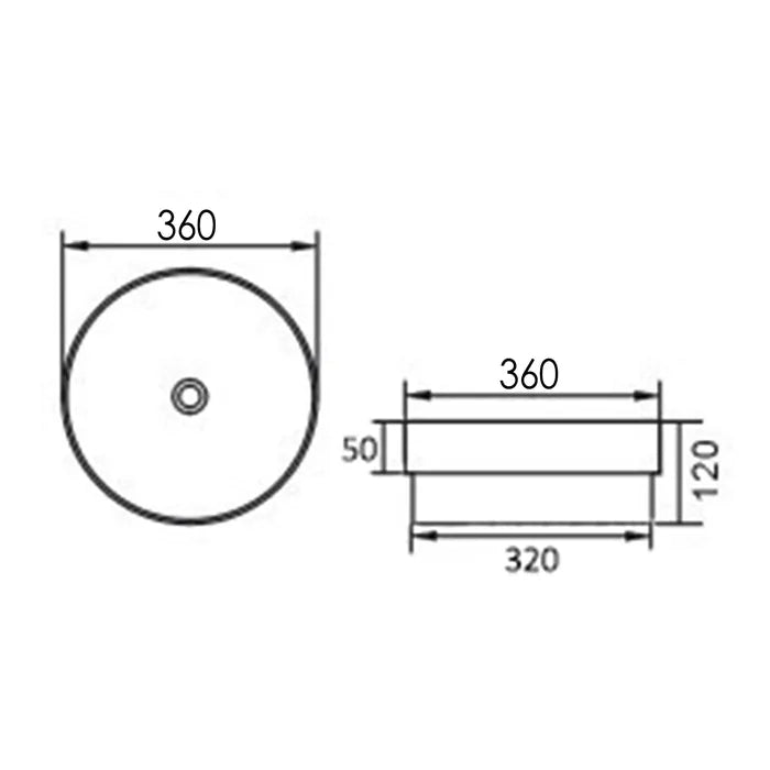 Radium Semi Inset Matt White Basin 360x360x120