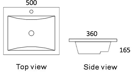 Semi Insert Basin Square 500x360