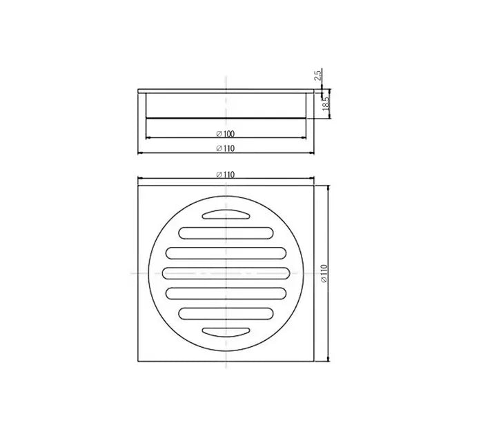 Square Floor Waste Chrome 100MM