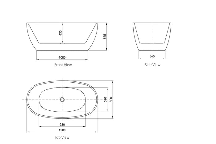 Vinny Egg Shape Bathtub 1500 NF & Matt White
