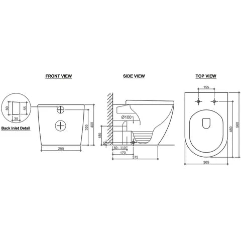 Voghera Rimless Wall Faced Pan