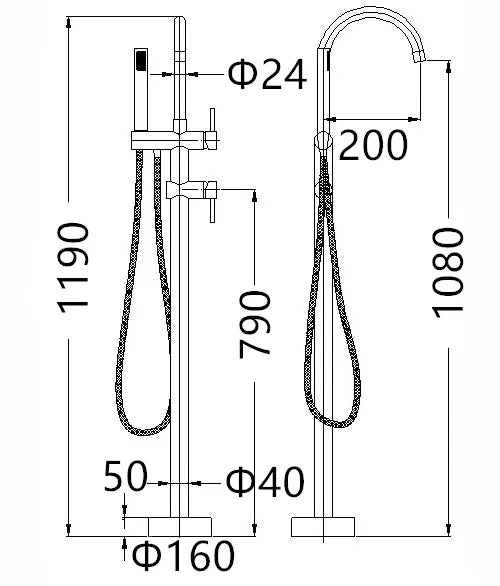 Pavia Free Standing Bath Spout Gun Metal