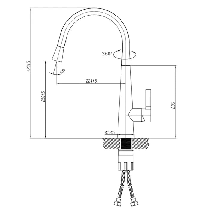 Pull Out Sink Mixer 420 Brushed Nickel