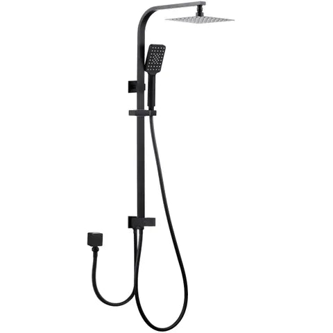 Taran Twin Shower on Rail Bottom Inlet With Dual Hose Square Matt Black