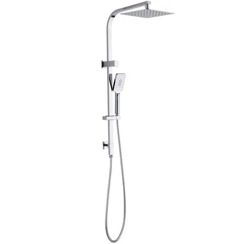 Twin Shower on Rail Square Chrome 10 Shower Head