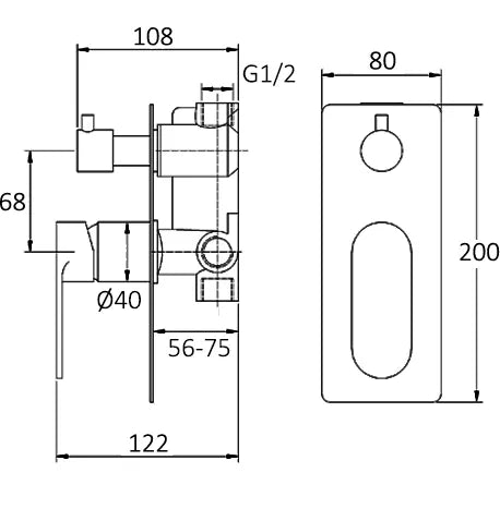 Vetto Diverter Shower Mixer Black