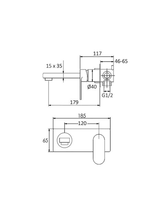 Vetto Wall Basin Mixer Chrome