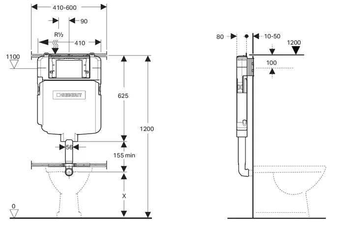 SIGMA8 Concealed Cistern BTW Front Flush 4 Stars