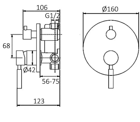 Pavia Wall Diverter Mixer MB