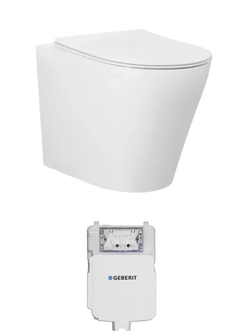 Alzano Matt White Pan and Geberit Inwall Cistern Only (Button Order Separately)