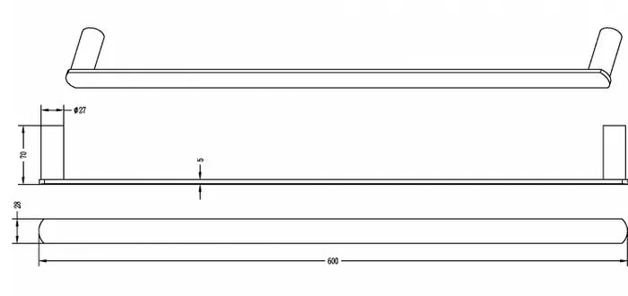 Vetto Single Towel Rail 750MM Black