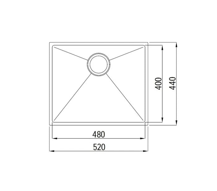 Hand Made Dark Brushed Gold Kitchen Sink - Top or Undermount - 520mm x 440mm x 220mm