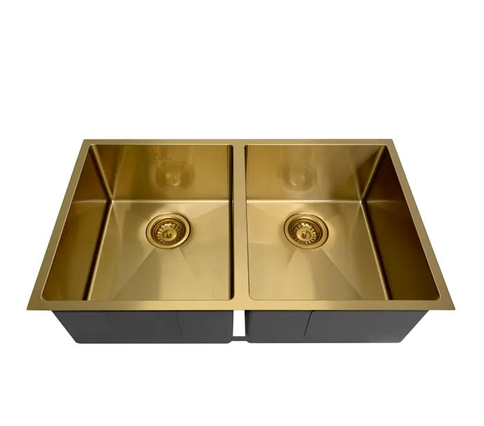 Hand Made Dark Brushed Gold Kitchen Sink - Top or Undermount - 620mm x 470mm x 220mm