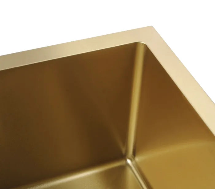 Hand Made Dark Brushed Gold Kitchen Sink - Top or Undermount - 620mm x 470mm x 220mm