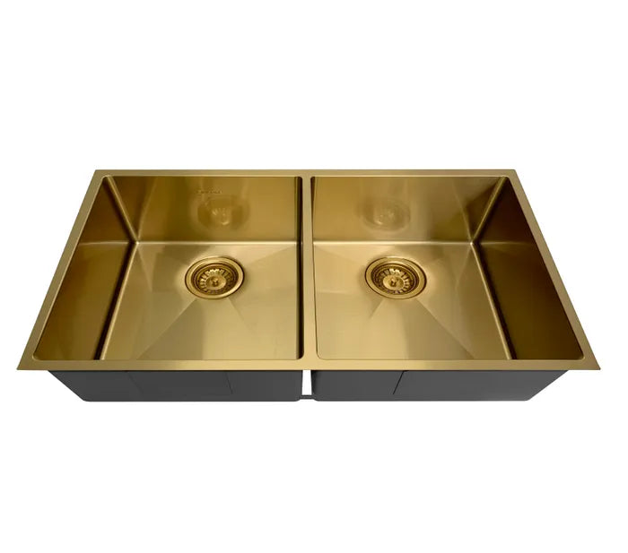 Hand Made Dark Brushed Gold Kitchen Sink - Top or Undermount - 760mm x 450mm x 220mm
