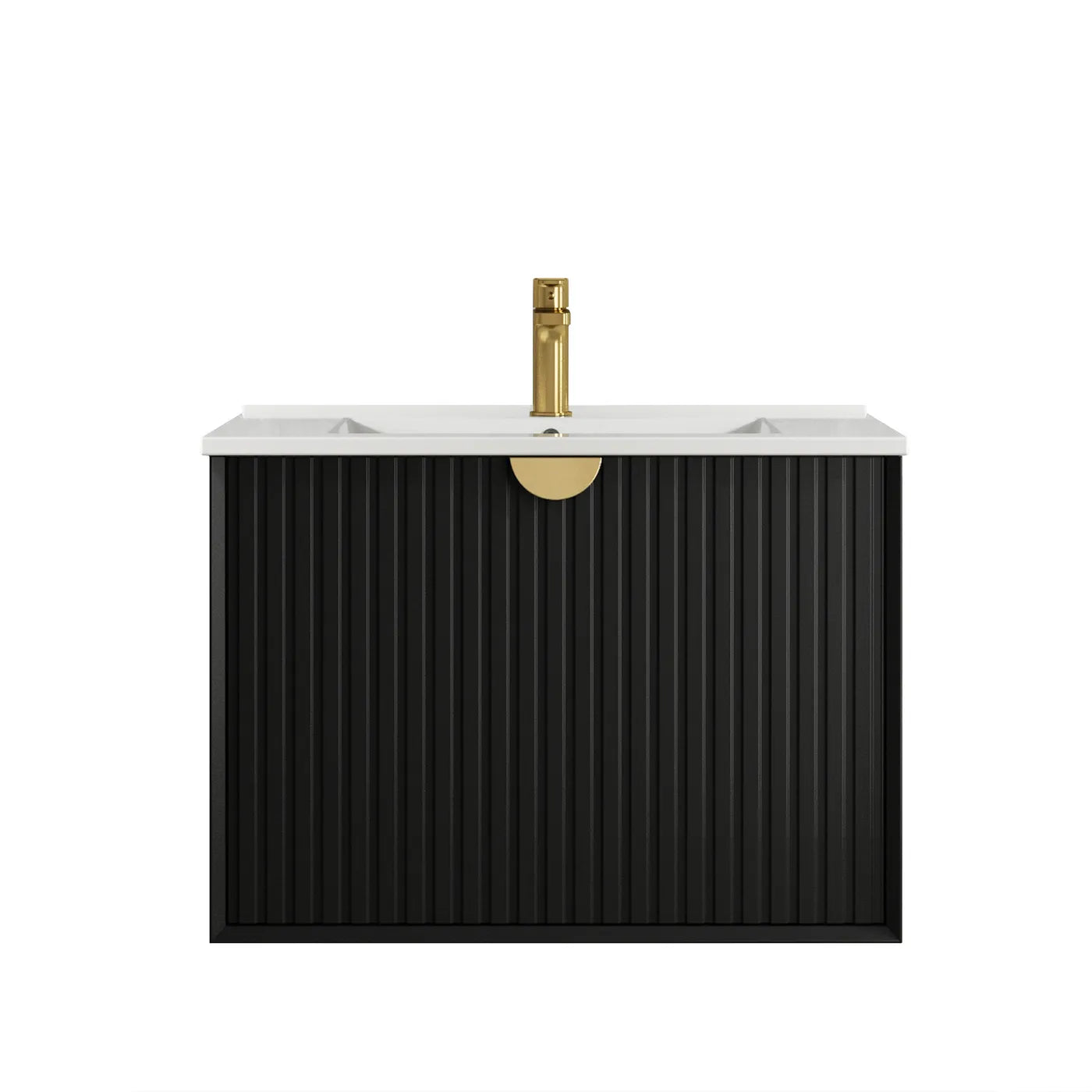 Satin Black Hampton Mark Ii 750MM Wall Hung Vanity Slimline Ceramic Top
