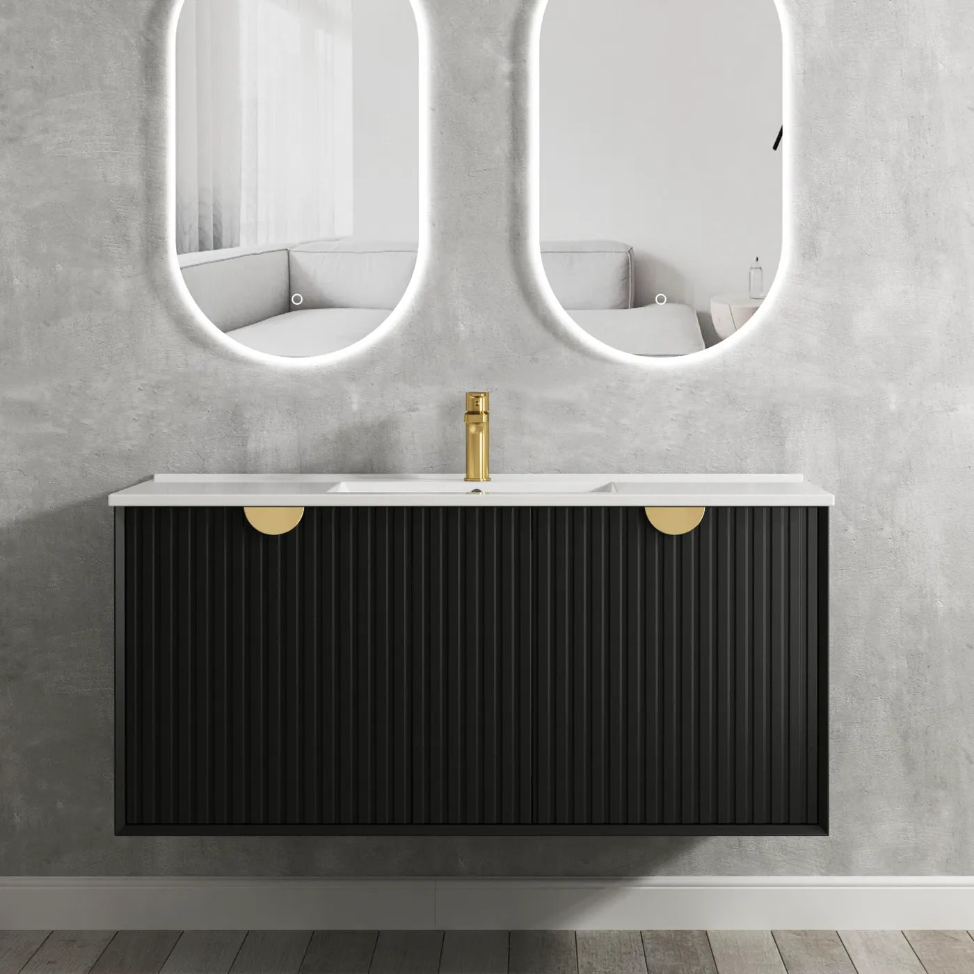 Matte Black Marlo 1500MM Wall Hung Vanity Cabinet Only