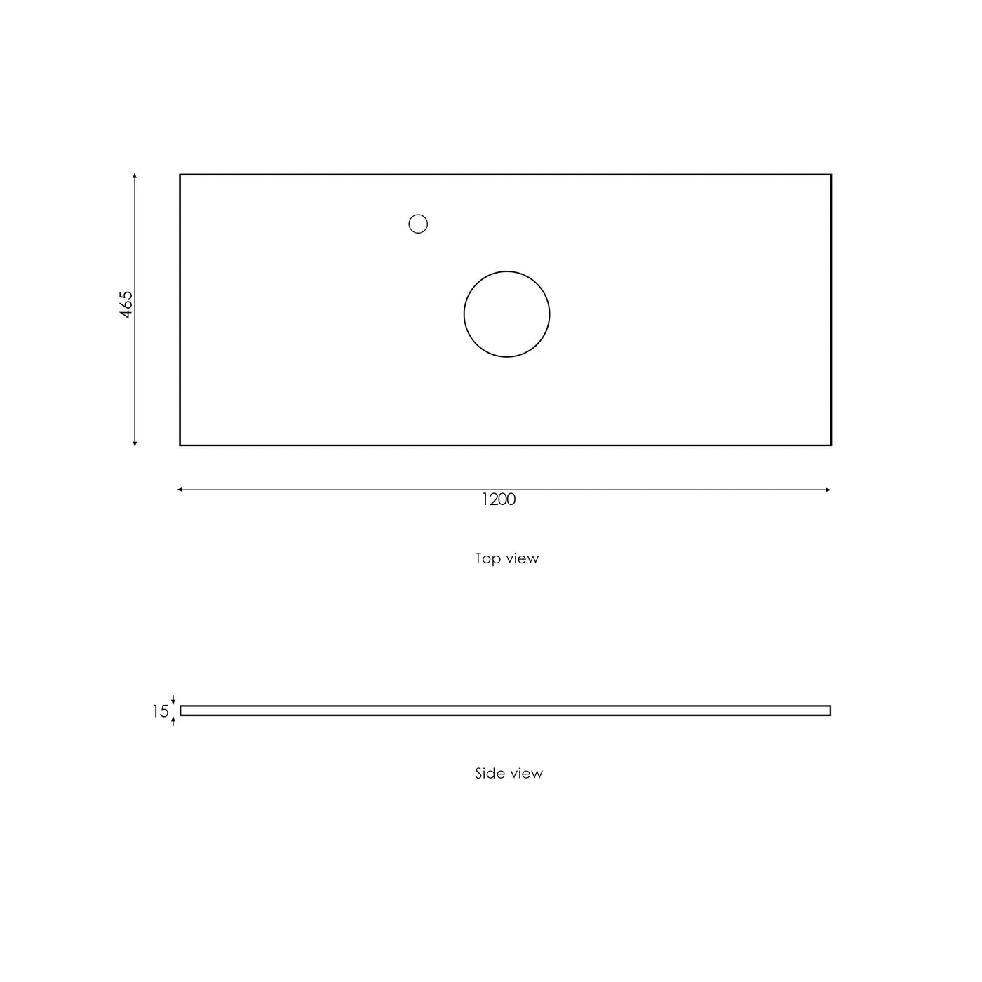 Black Oak Byron 1200MM Wall Hung Vanity Rock Plate Counter Top