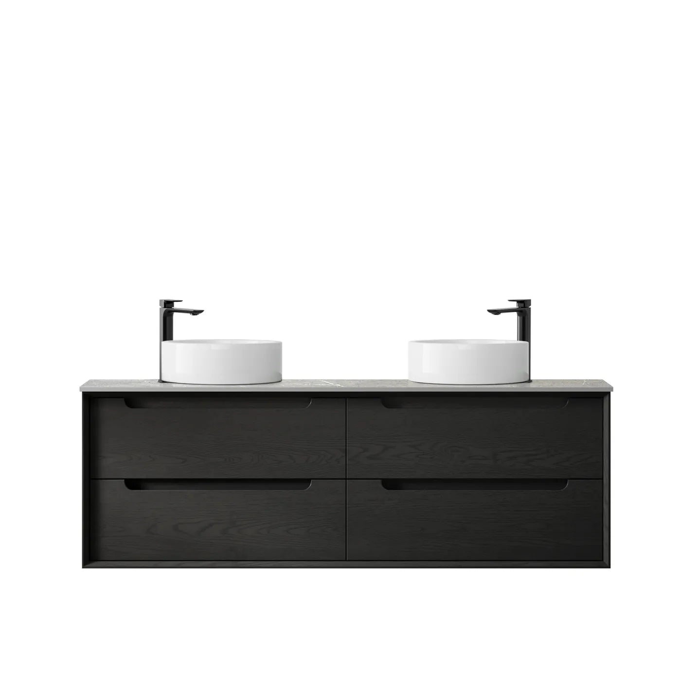 Black Oak Byron 1500MM Wall Hung Vanity Rock Plate Counter Top