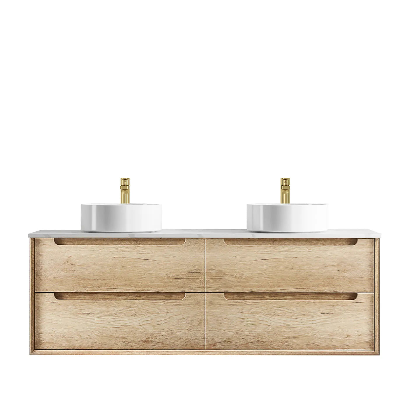 Natural Oak Byron 1500MM Wall Hung Vanity 60mm Stone Top