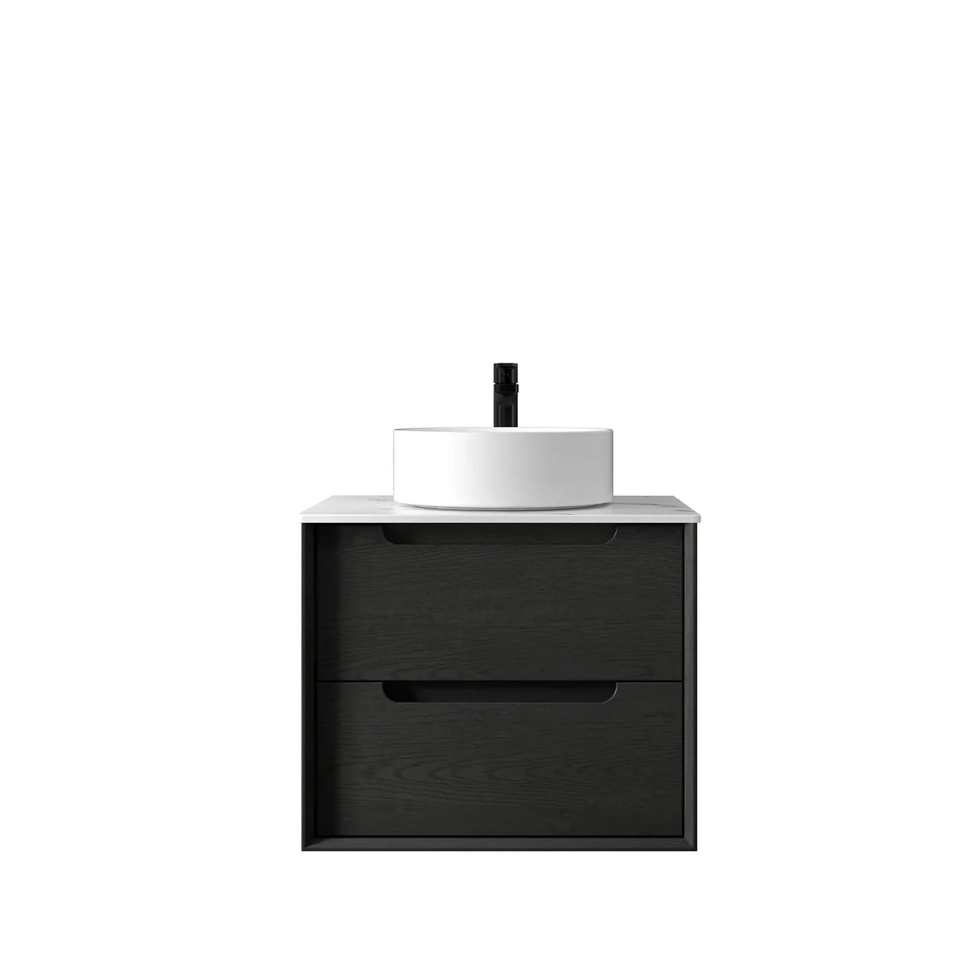 Black Oak Byron 600MM Wall Hung Vanity 60mm Stone Top