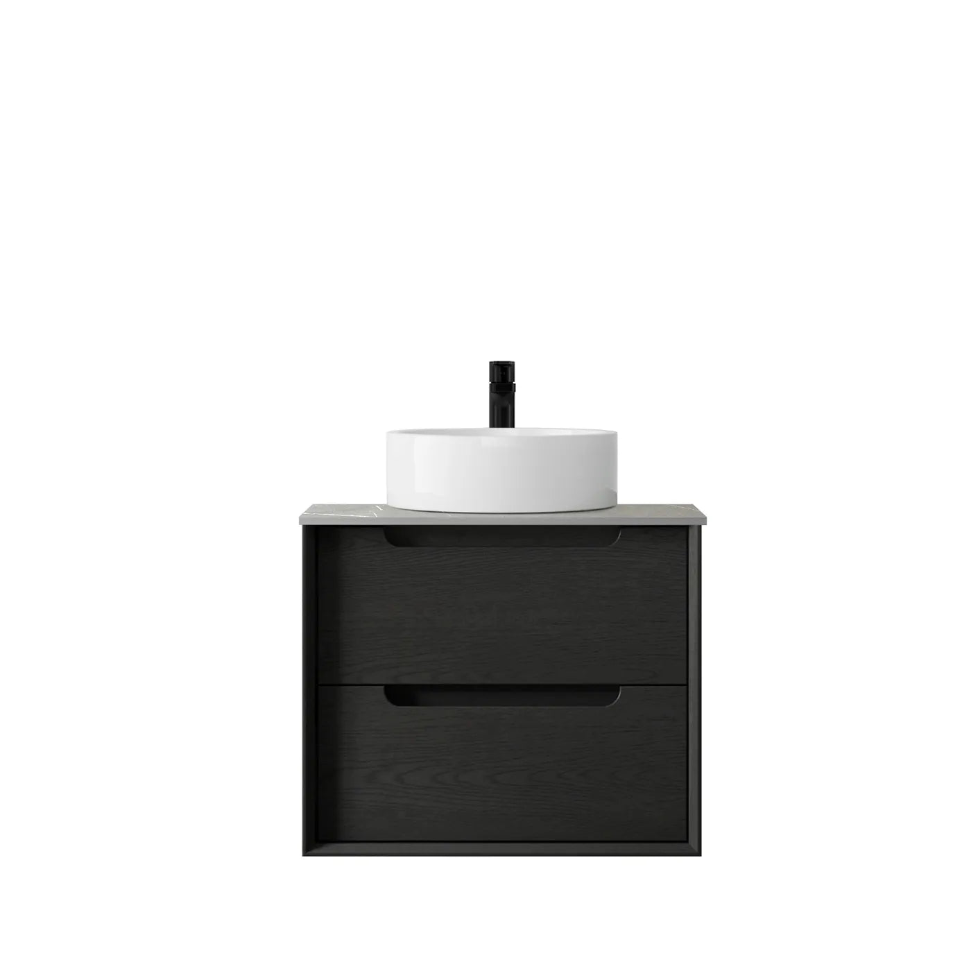 Black Oak Byron 600MM Wall Hung Vanity Rock Plate Counter Top