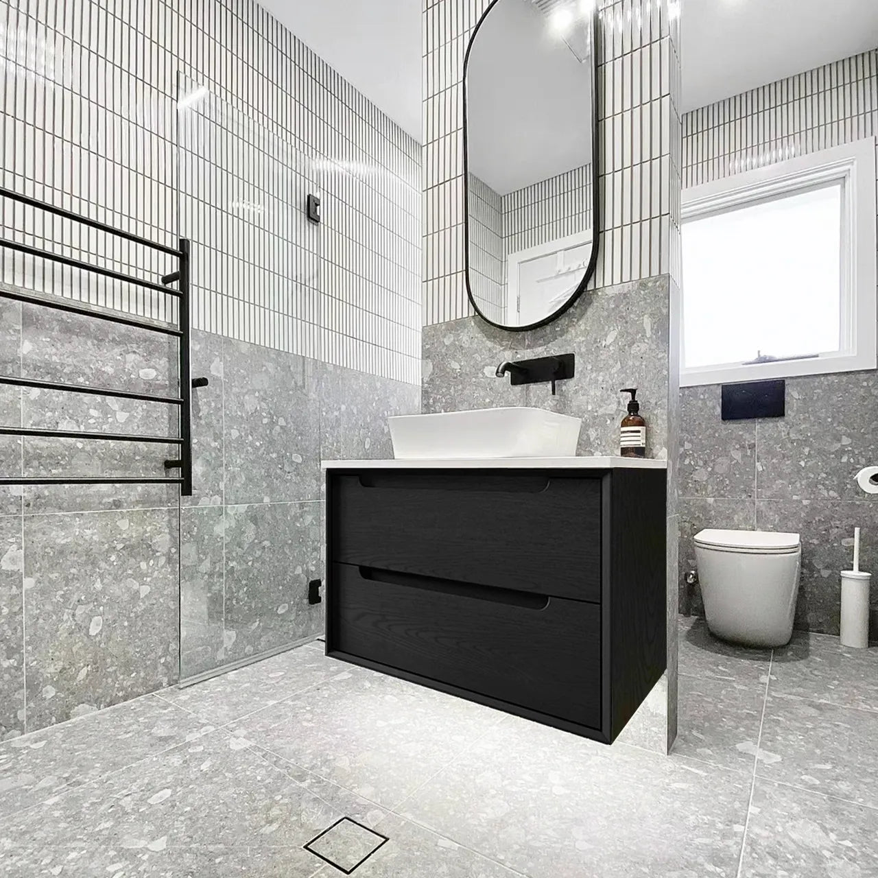 Black Oak Byron 750MM Wall Hung Vanity Rock Plate Counter Top