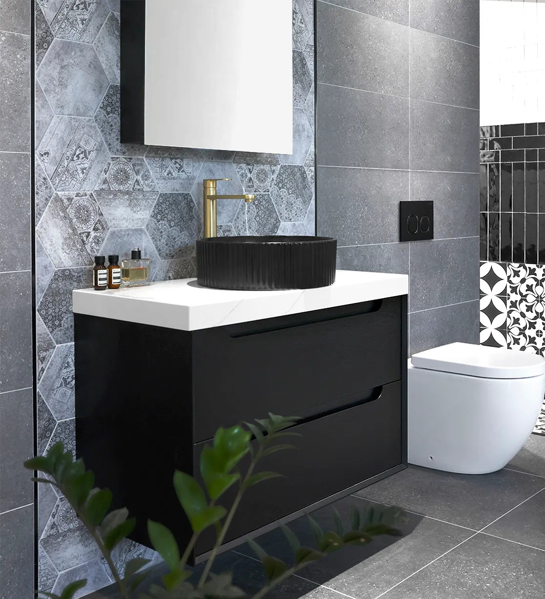 Black Oak Byron 900MM Wall Hung Vanity Cabinet Only